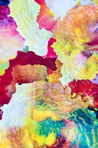 黄色、橙色、抽象、绘画、艺术、细节、蜡、热蜡