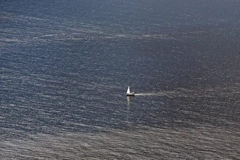 开放水域中的船