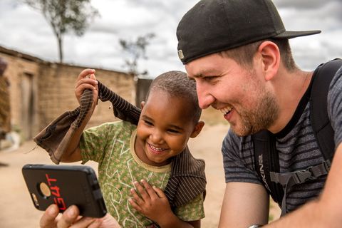 坦桑尼亚，非洲，分享，电话，快乐，人，孩子，孩子