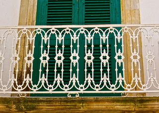 阳台、门卫、装饰、图案、钢、格栅、金属、围栏