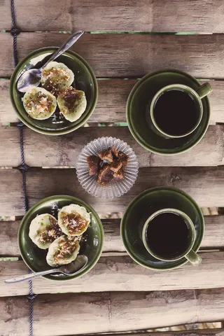 印度尼西亚，洛维纳海滩，棕榈糖，煎饼，绿色，棕色，咖啡，美味咖啡