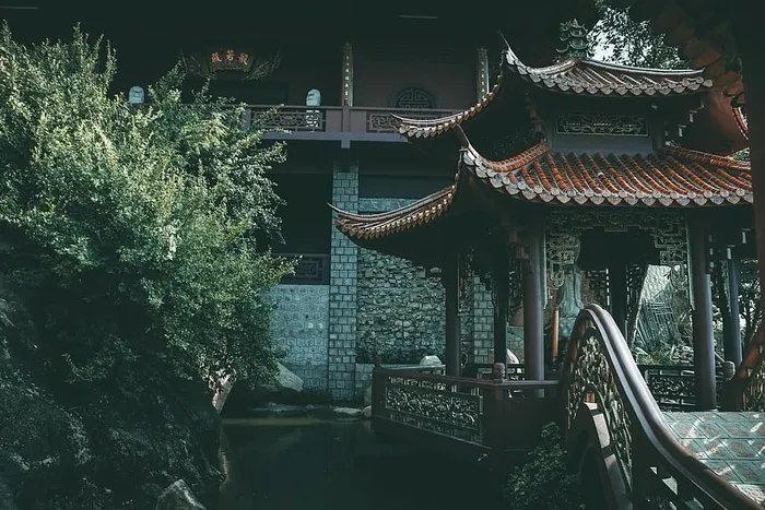 靠近植物的亚洲风格露台