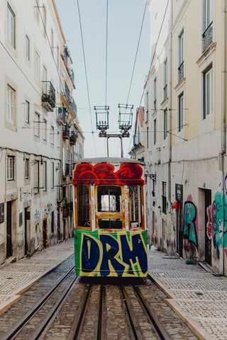 葡萄牙里斯本市中心的格洛里亚缆车