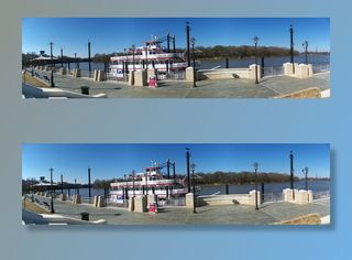 船，渡轮，河流，水，港口，港口，全景，天空