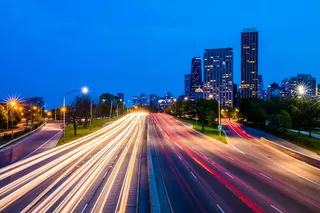芝加哥, 美国, Lakeshore Drive, 芝加哥天际线, 长时间曝光, 交通, 高速, 天际线