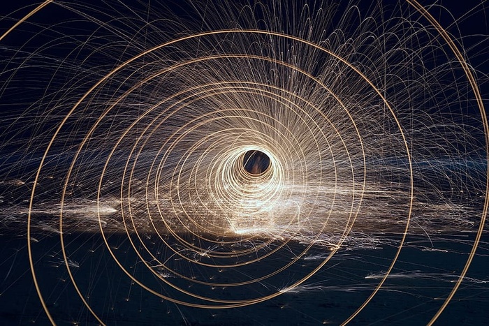 错觉、条纹、螺旋、光绘、长时间曝光、海滩、钢毛、几何形状