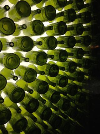 瓶子，绿色，葡萄酒，墙壁，酒吧，绿色，没有人，室内