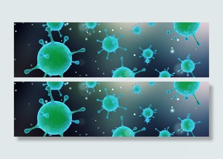 广阔视野中漂浮在无限空间的病毒模型。