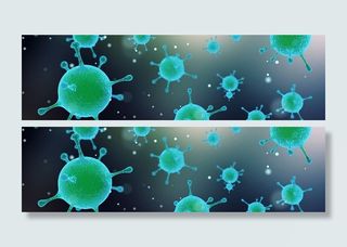 广阔视野中漂浮在无限空间的病毒模型。
