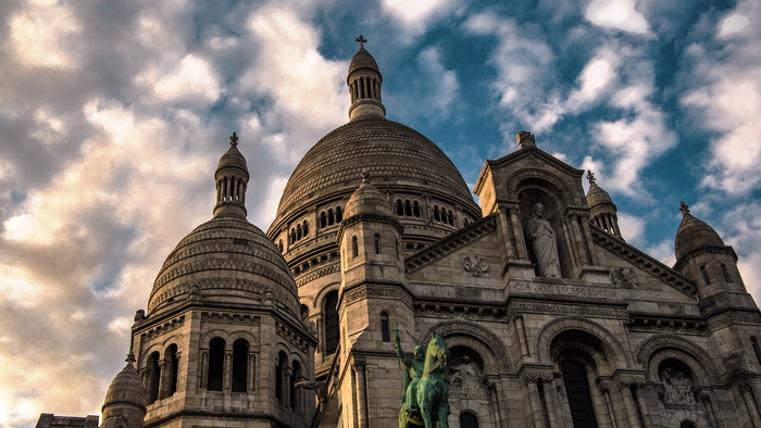 巴黎，法国，圣城大教堂，建筑，日落，大教堂，纪念碑，建筑