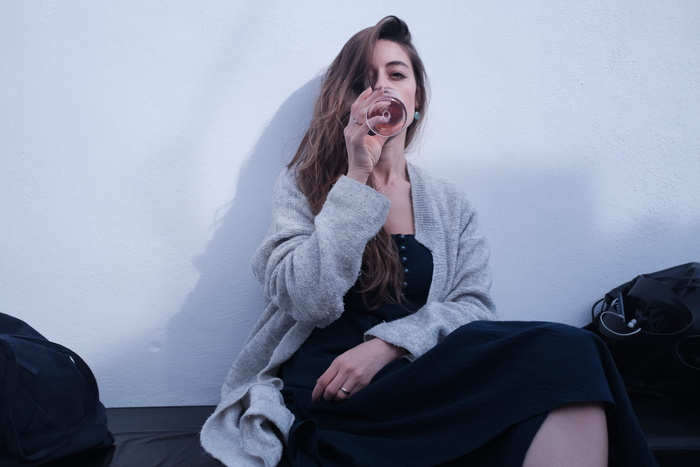 土耳其，bozcaada，饮料，墙，生活方式，女人，放松，春天