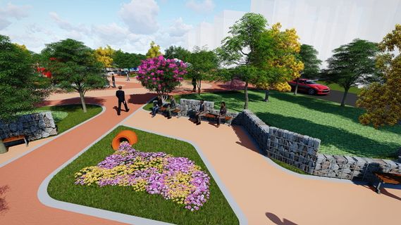 社区渲染，透视，局部，植物，开花植物，树，花，自然