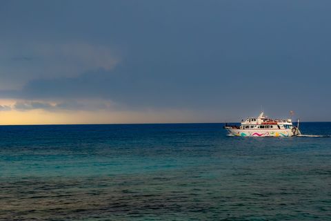 船，海，天，多云，暴风雨，秋意，水，航海船