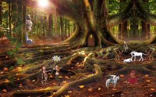 神话生物插图，幻想，女孩，精灵，幻想图片，孩子，梦境，童话