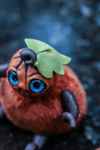 玩具，人形，南瓜，秋天，小，水坑，雨，一个人