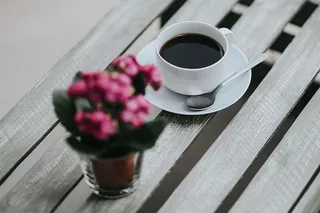 花盆里放着各种各样的粉红色小花