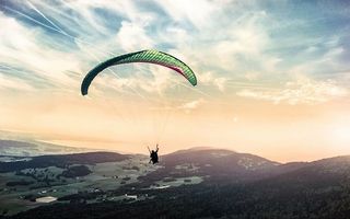 绿色降落伞，滑翔伞，滑翔伞，para，滑翔机，天空，冒险，极限