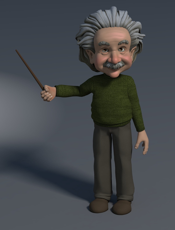 aniamted albert einstein，教授，3d图形，指向，显示，指示，指导，演讲