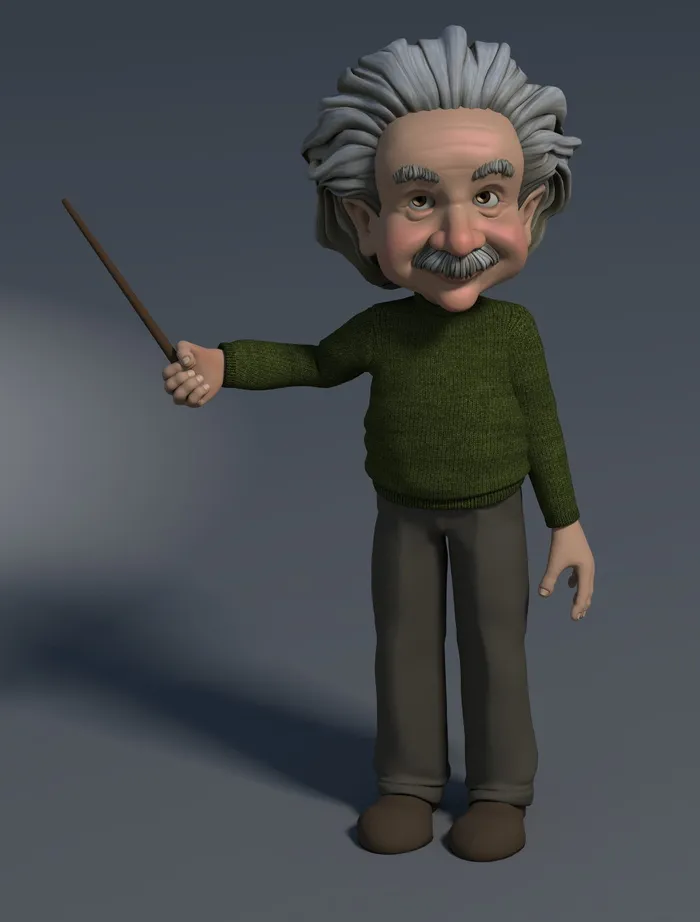 aniamted albert einstein，教授，3d图形，指向，显示，指示，指导，演讲