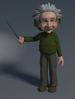 aniamted albert einstein，教授，3d图形，指向，显示，指示，指导，演讲