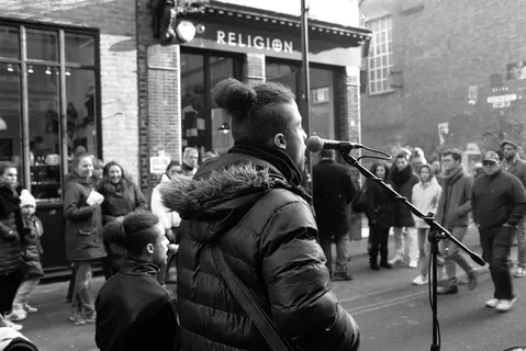 伦敦, 英国, 音乐, 街头表演, 唱, 歌手, 真实的人, 一群人