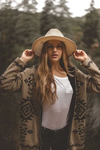 女人，女孩，森林，树木，美女，模糊，休闲，特写