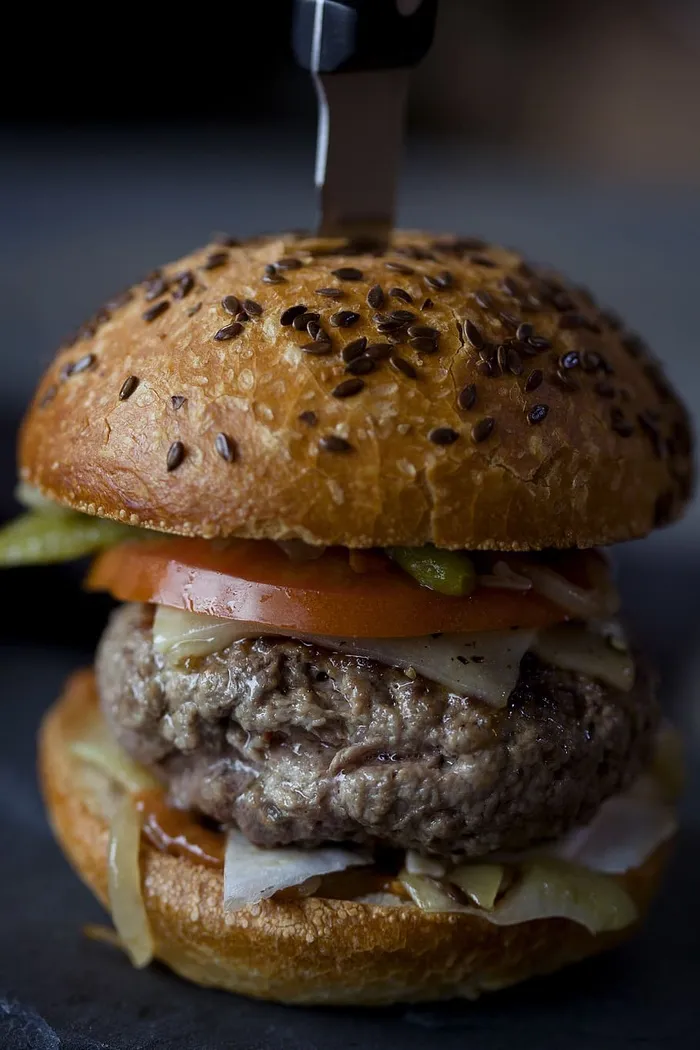 菜，自制，肉，特写，食物，汉堡，三明治，面包