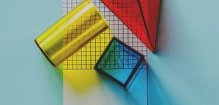 艺术、背景、积木、蓝色、特写、彩色、概念、圆锥体