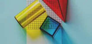 艺术、背景、积木、蓝色、特写、彩色、概念、圆锥体