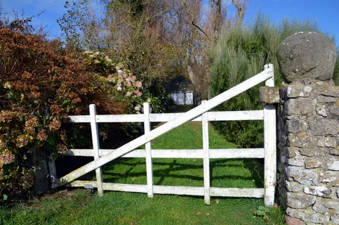 景观、入口、屏障、入口、关闭、门、白色、木质