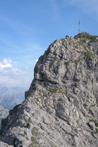 粗糙的角，攀爬点，陡峭，岩石，峰顶十字架，峰顶，十字架，高山