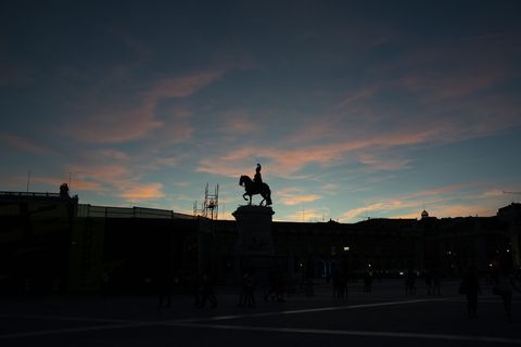 葡萄牙, 葡京, Arco da rua augusta, 天空, 日落, 云-天空, 建筑, 剪影