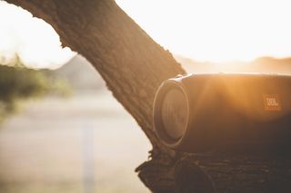 黑色JBL扬声器的特写照片