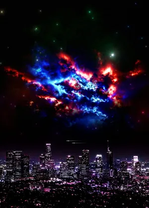 城市建筑，蓝色，红色，天空，科幻，科幻，前卫，未来主义