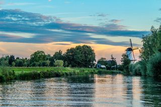 自然、磨坊、河流、景观、树木、水、云-天空、天空