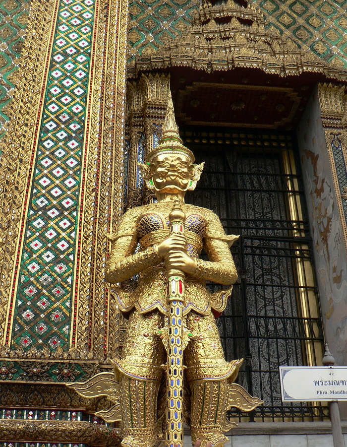 曼谷, 宫, 皇家, 卫报, 雕像, 神性, 架构, 建筑结构