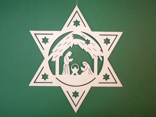 圣诞星、悬挂、装饰、圣诞场景、婴儿床、摊位、约瑟夫、玛丽亚