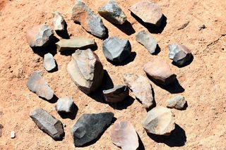 石器时代，工具，中石器时代，刮刀，南非，全框架，阳光，背景