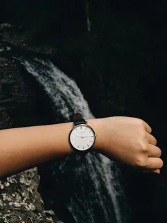 瀑布，森林，手表，极简主义，人手，手，菜鸟图库，一个人