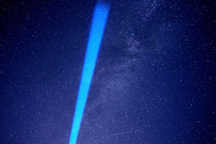 夜，星空，手电筒，辉光，光剑，宇宙，星空，蓝色