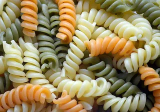 熟面食，面条，彩色，面食，食物，生食，黄色，特写