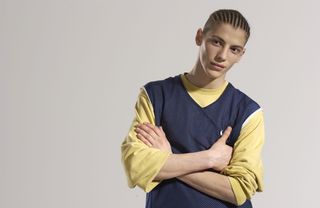 穿着，黄色，长袖，衬衫，男人，兹拉特科，照片，男孩