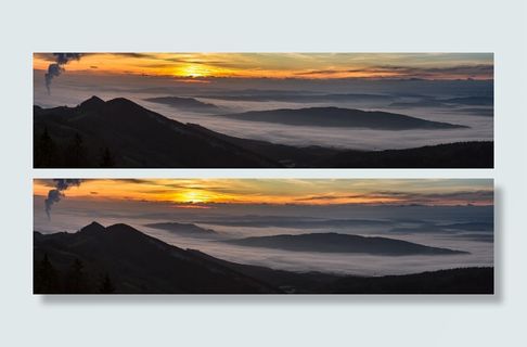 剪影照片，山，日落，日出，雾，瑞士密特朗，贝尔钦，雾项目