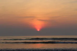 日出，海滩，哇，海洋，波浪，太阳，反射，日落