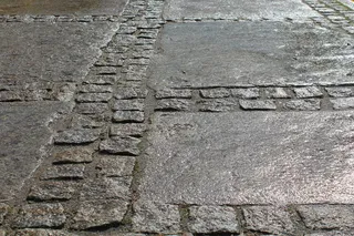 人行道，人行道，潮湿，铺路机，模型，石头，发票，雨后