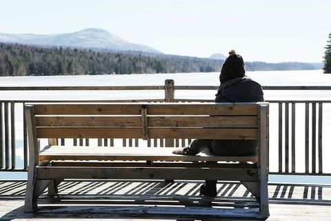 长凳、寒冷、人、雪、单人、冬天、户外、自然