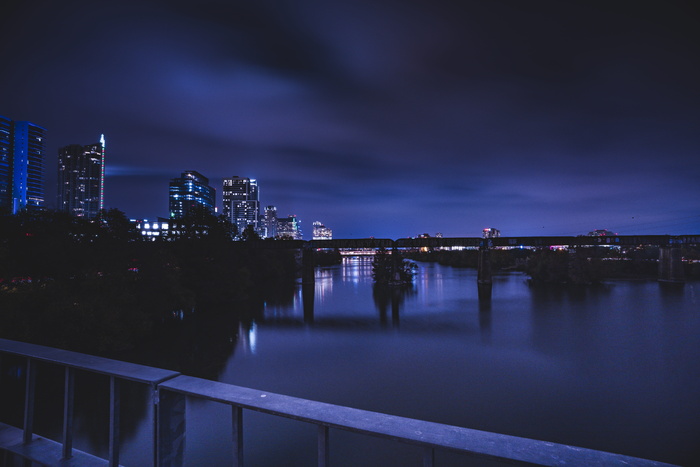 奥斯汀, 美国, 夜, 索尼, a7rii, 湖, 河, 桥