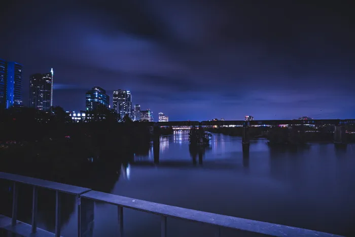 奥斯汀, 美国, 夜, 索尼, a7rii, 湖, 河, 桥