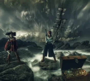 海盗, 幻想, 女孩, 治疗, 海, 岛, 宝藏, 天空 海盗, 幻想, 女孩, 治疗, 海, 岛, 宝藏, 天空