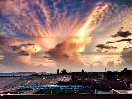 自然，户外，天气，天空，云，积云，红色天空，黄昏